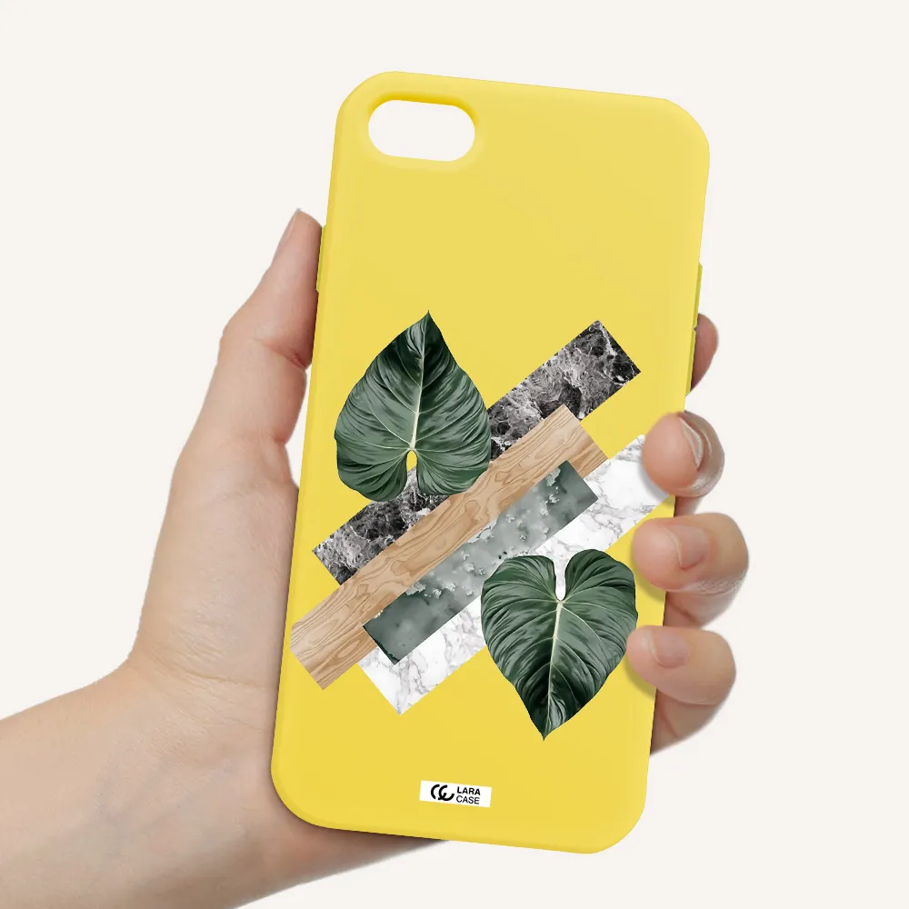 Tropical Leaves Apple iPhone 8 Silicone canary yellow Case