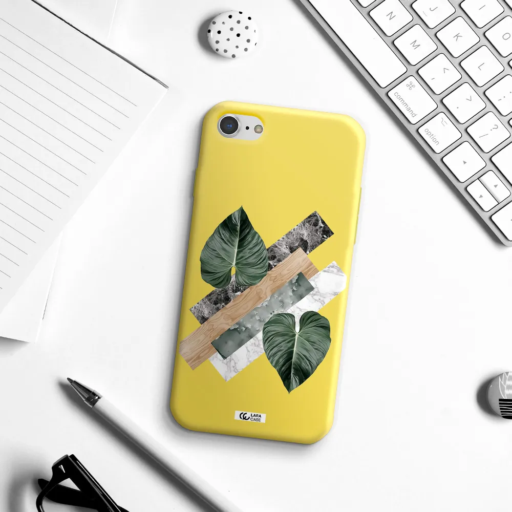 Tropical Leaves Apple iPhone 8 Silicone canary yellow Case