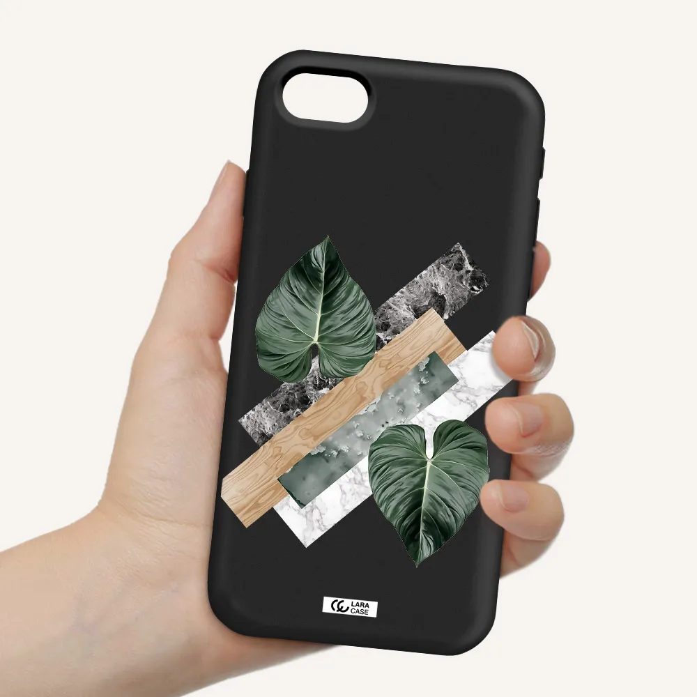 Tropical Leaves Apple iPhone se 2020 Silicone black Case