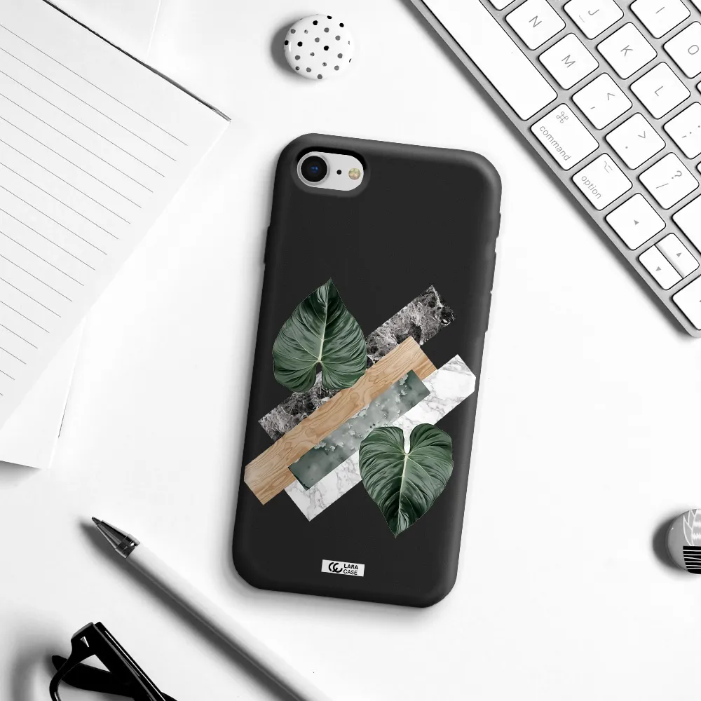 Tropical Leaves Apple iPhone se 2020 Silicone black Case