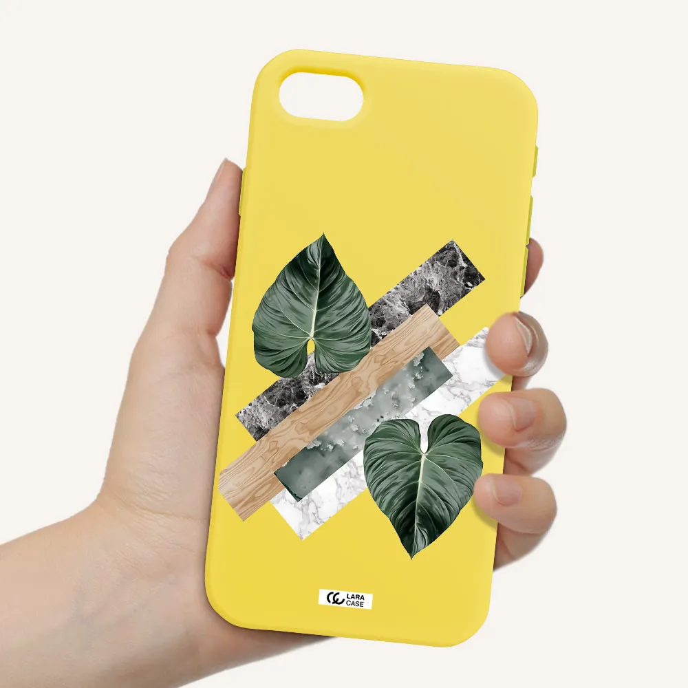 Tropical Leaves Apple iPhone se 2020 Silicone canary yellow Case