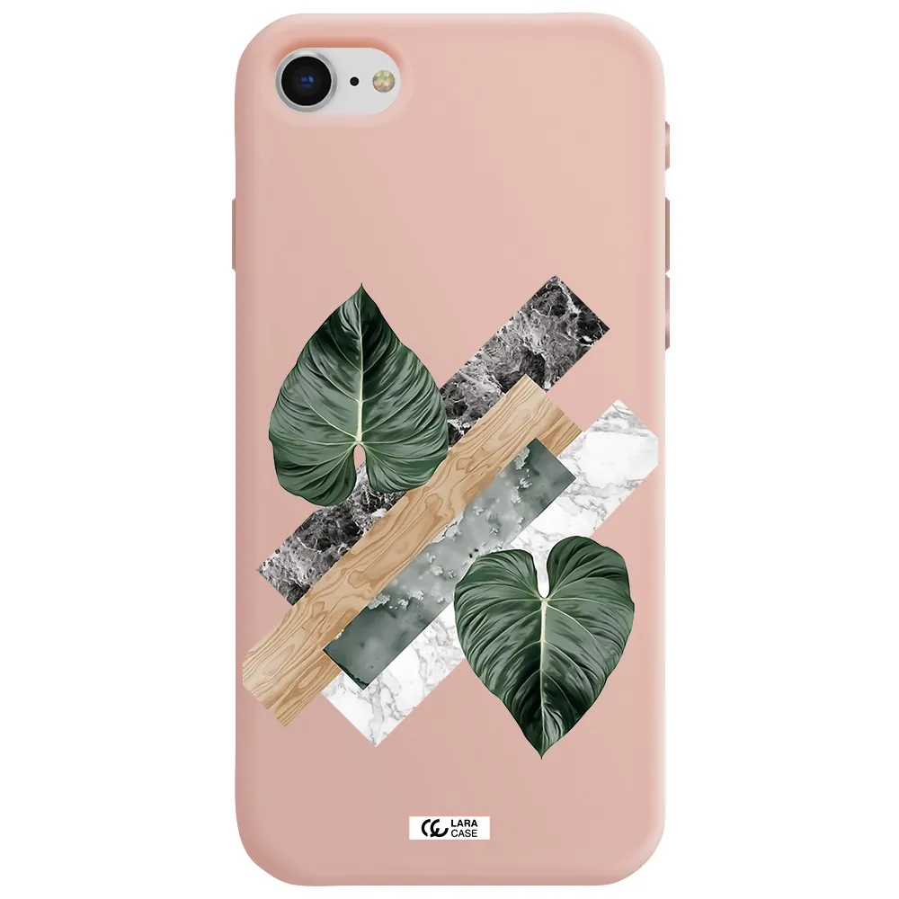 Tropical Leaves Apple iPhone se 2020 Silicone pastel pink Case