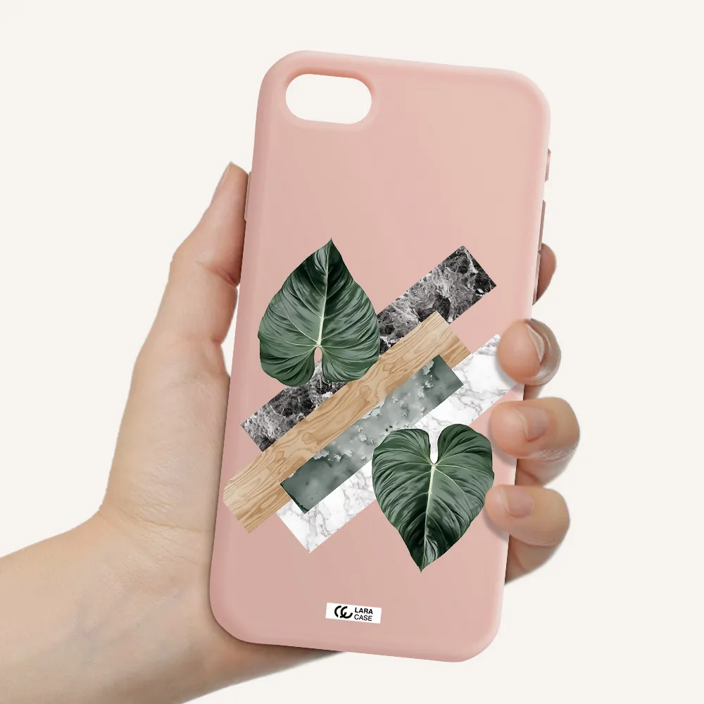 Tropical Leaves Apple iPhone se 2020 Silicone pastel pink Case
