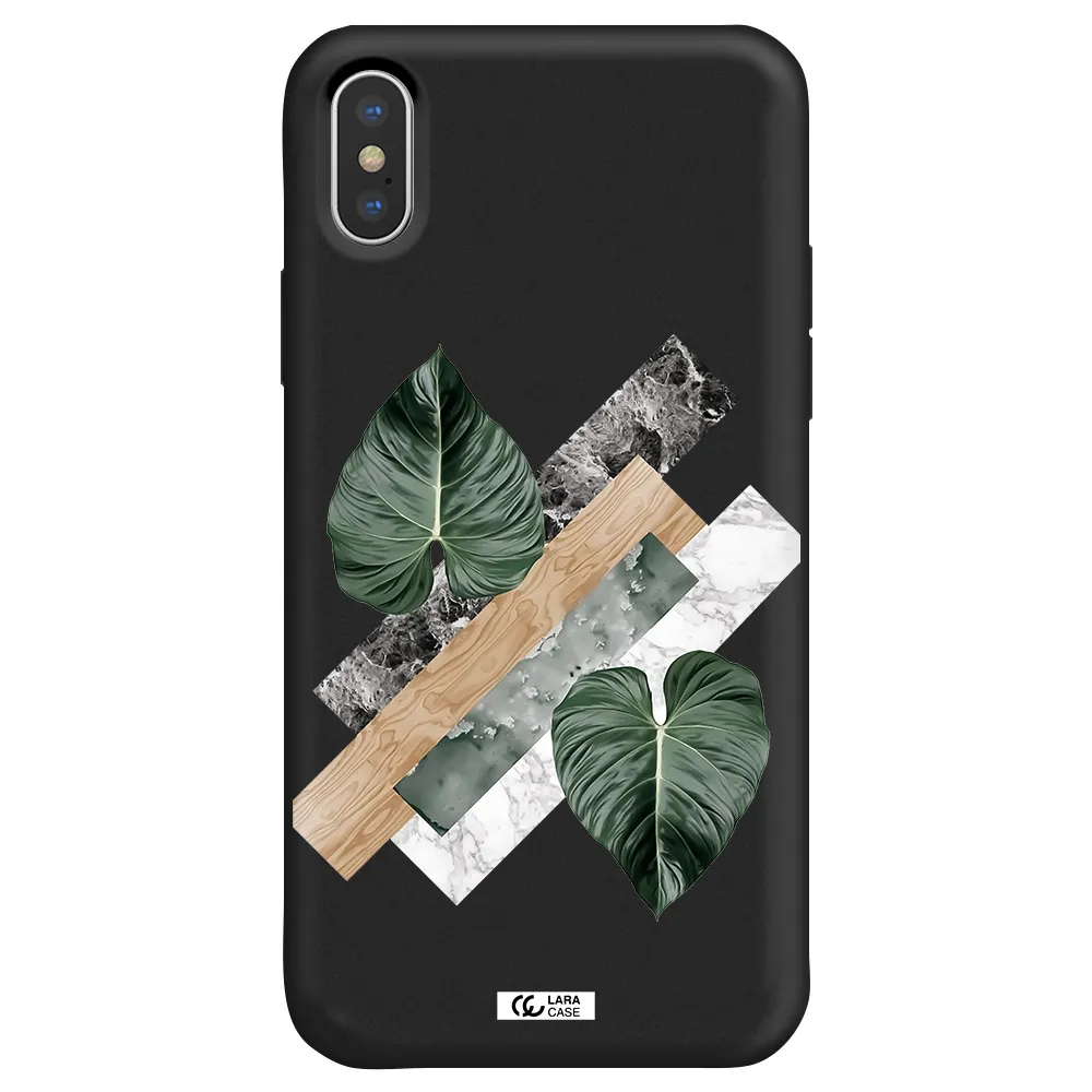 Tropical Leaves Apple iPhone X Silicone black Case