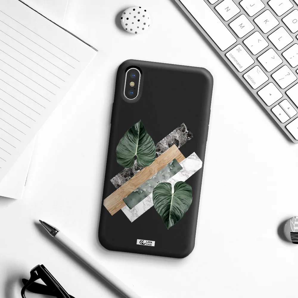 Tropical Leaves Apple iPhone X Silicone black Case