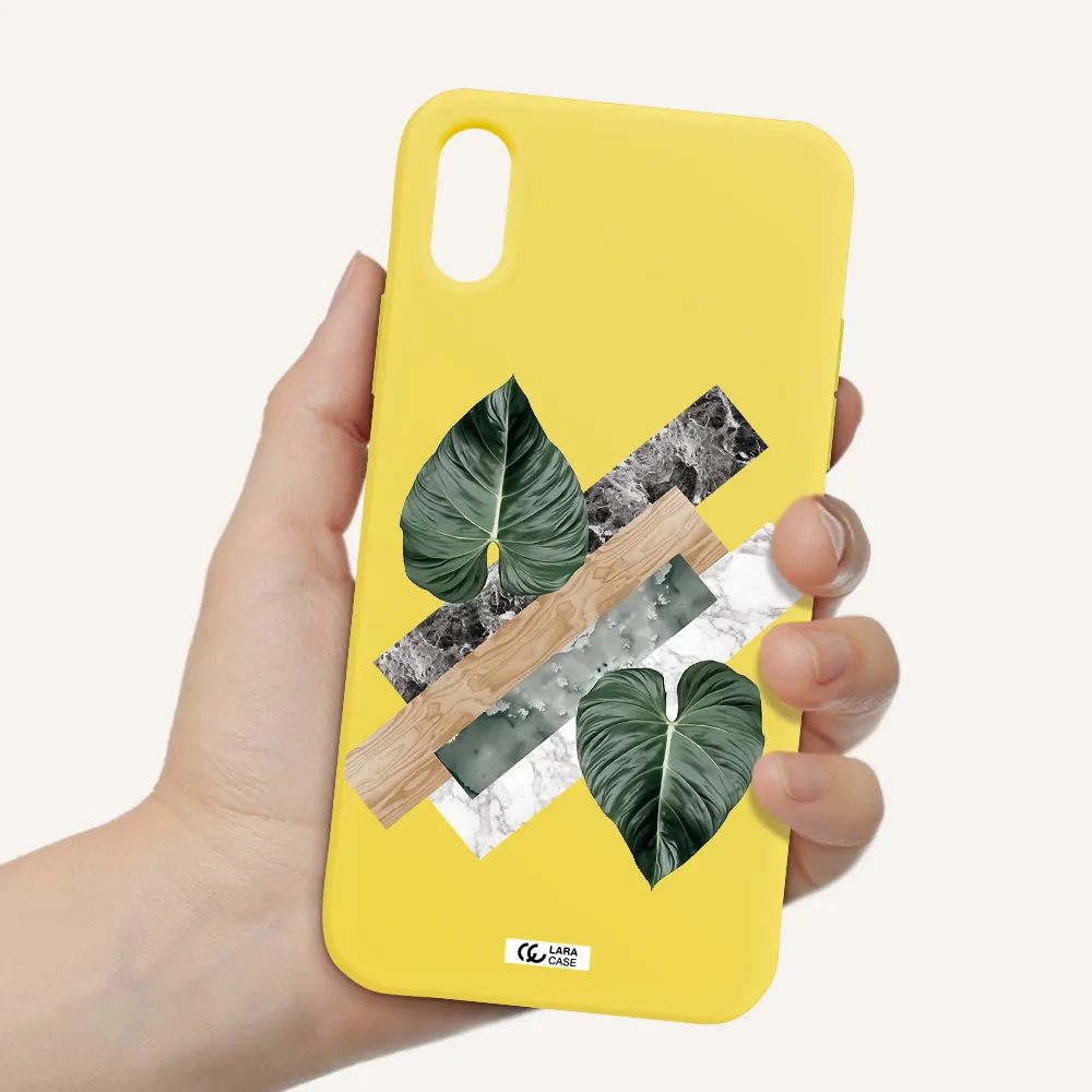 Tropical Leaves Apple iPhone X Silicone canary yellow Case