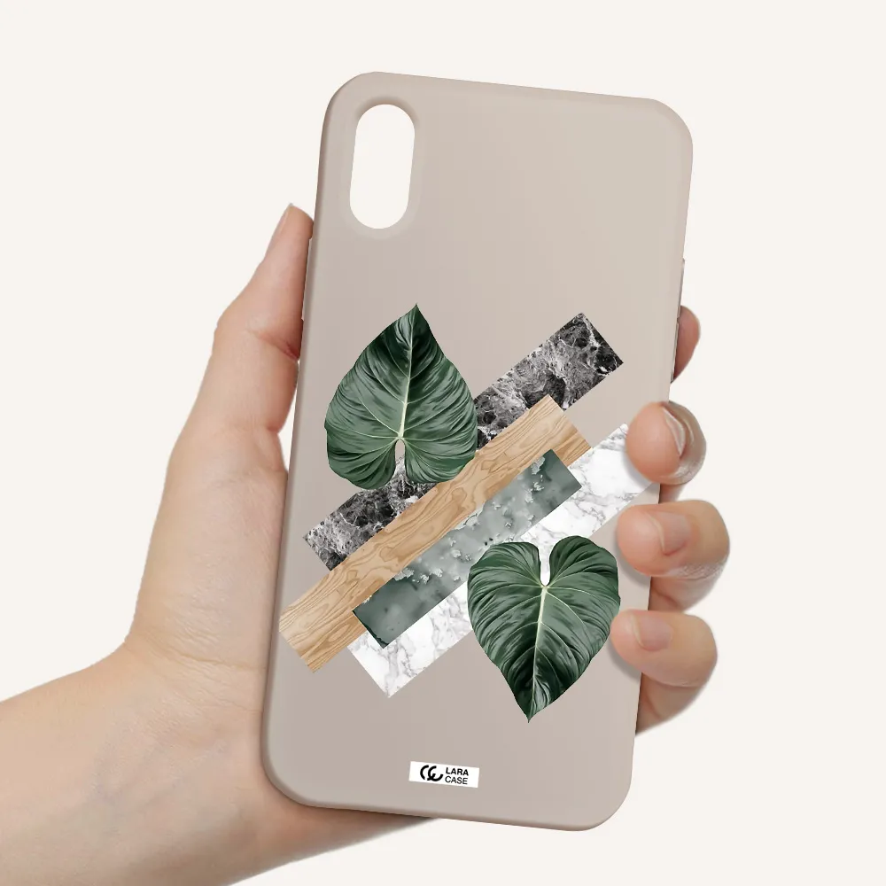 Tropical Leaves Apple iPhone X Silicone Stone Case