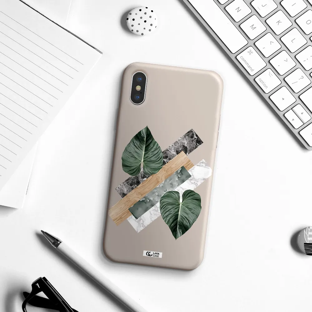 Tropical Leaves Apple iPhone X Silicone Stone Case