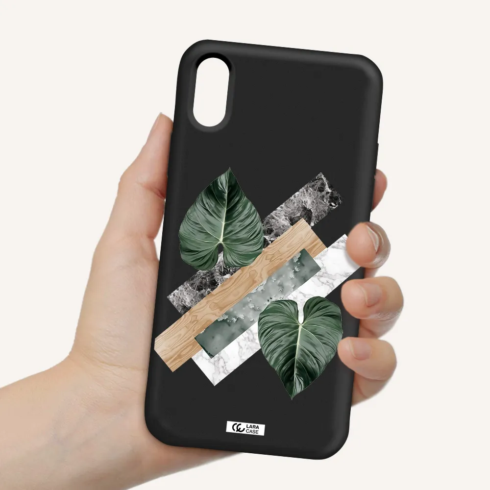 Tropical Leaves Apple iPhone XS Silicone black Case