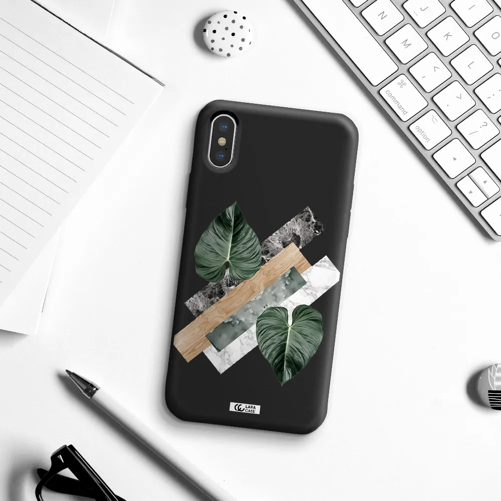 Tropical Leaves Apple iPhone XS Silicone black Case