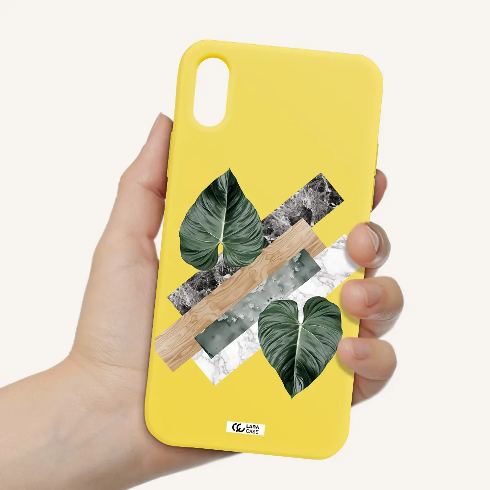 Tropical Leaves Apple iPhone XS Silicone canary yellow Case