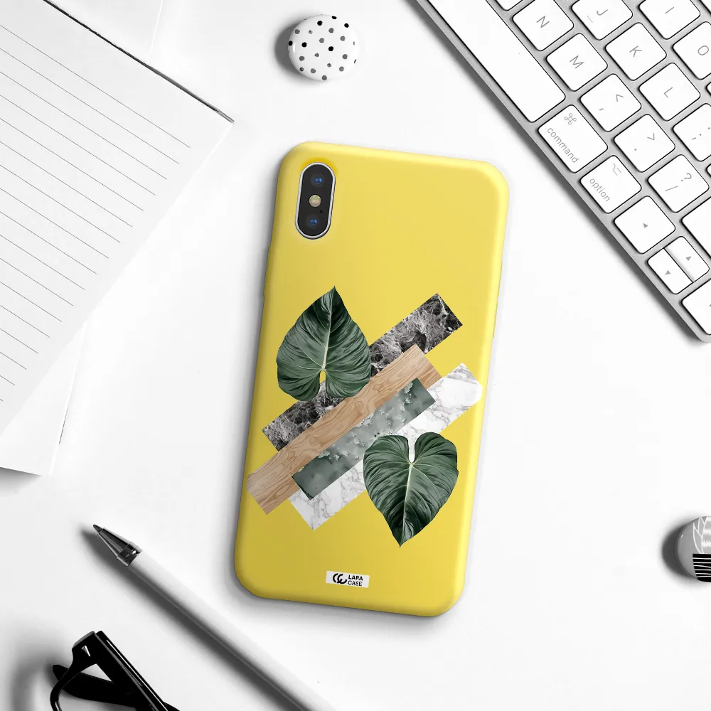 Tropical Leaves Apple iPhone XS Silicone canary yellow Case