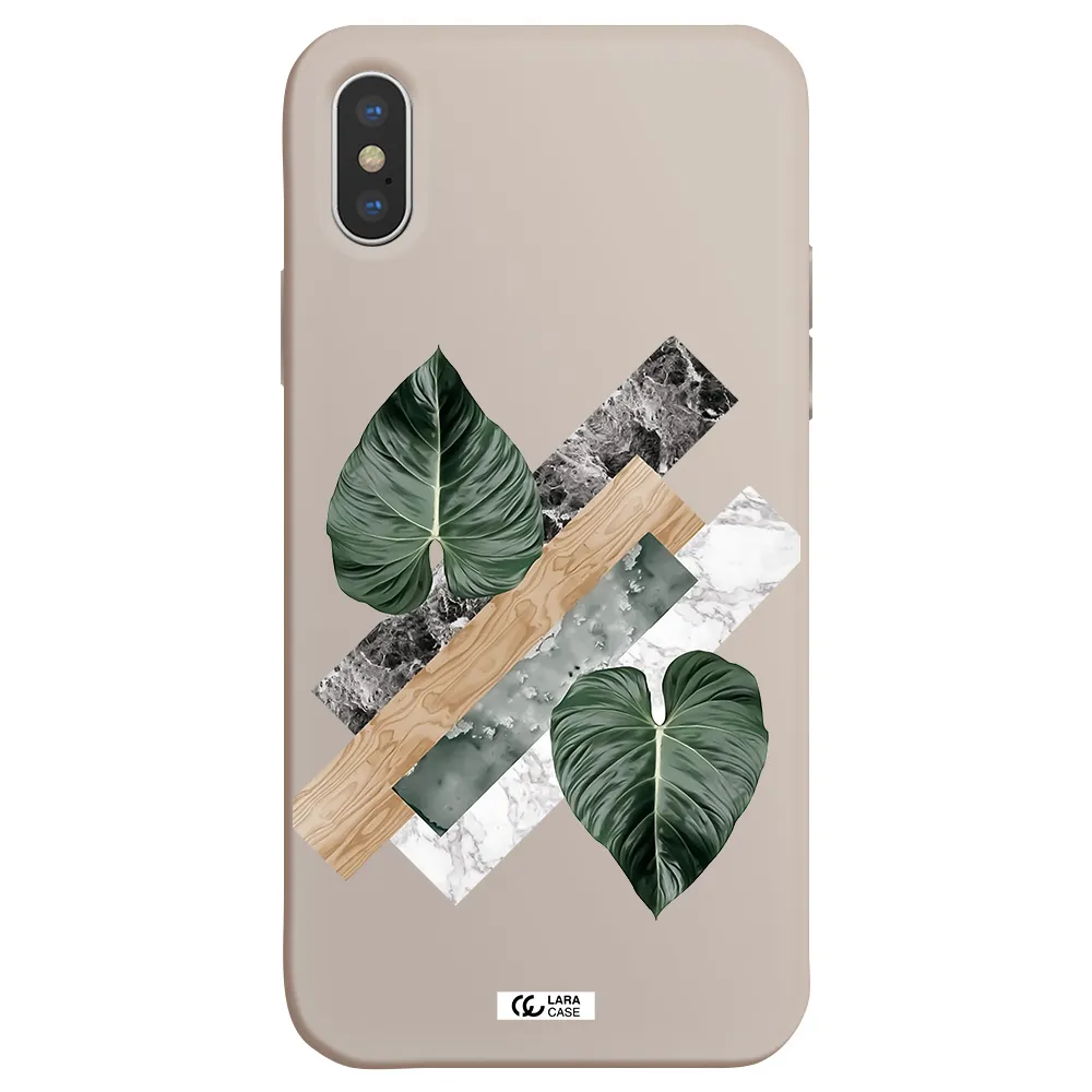 Tropical Leaves Apple iPhone XS Silicone Stone Case