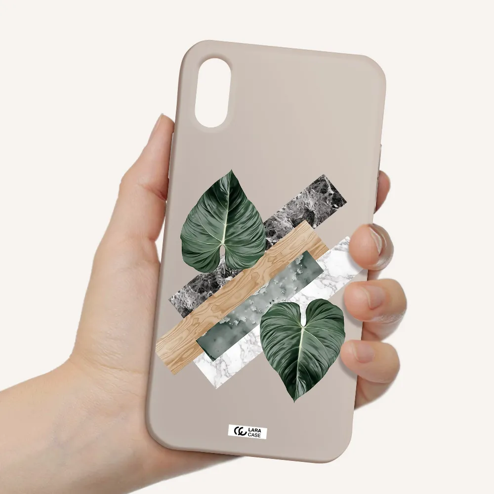 Tropical Leaves Apple iPhone XS Silicone Stone Case