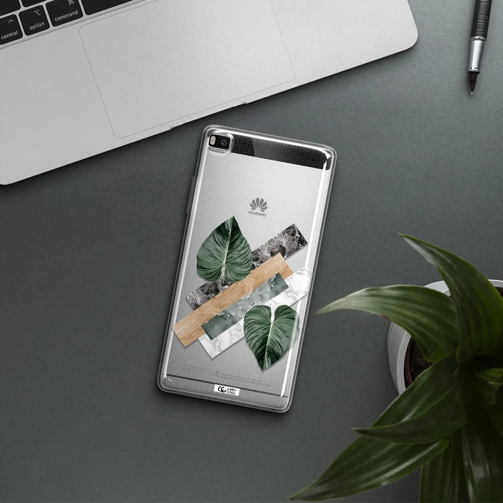Tropical Leaves Huawei P8 Clear TPU Case
