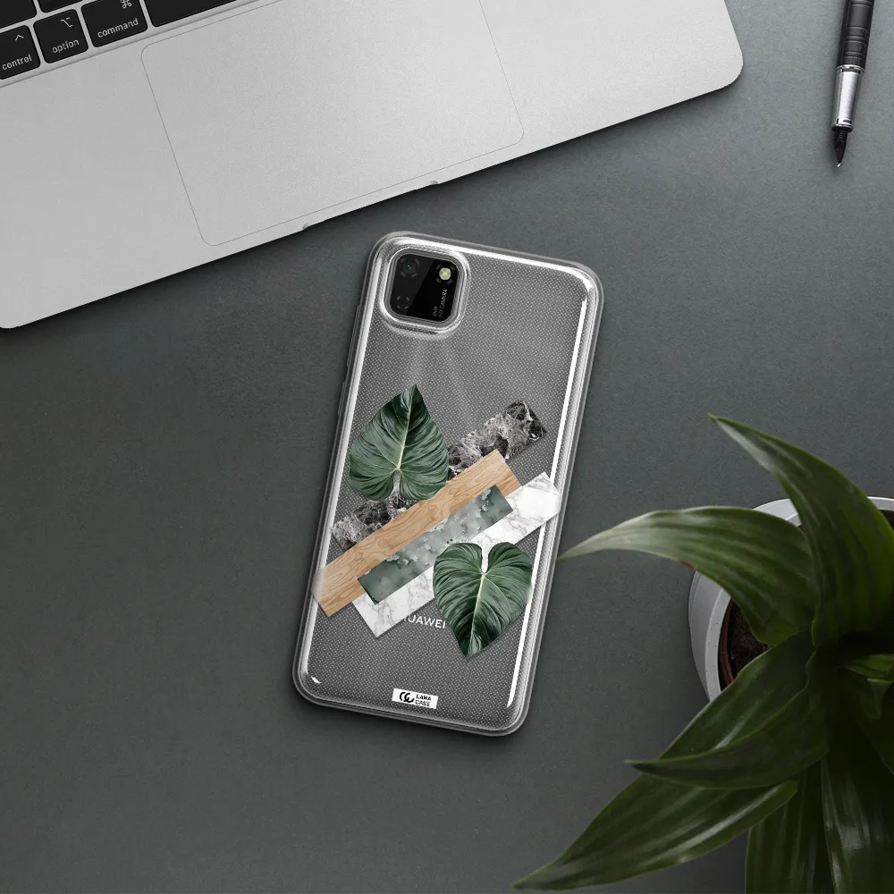 Tropical Leaves Huawei Y5P Clear TPU Case