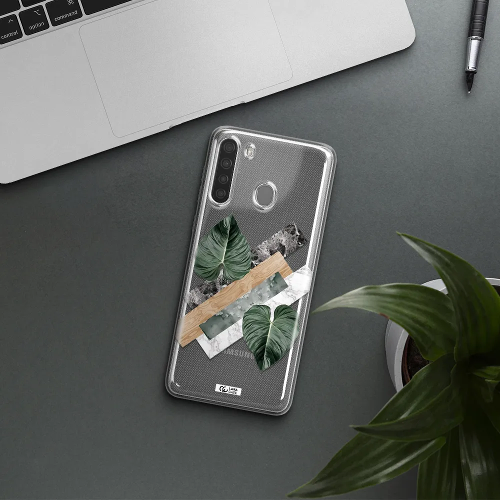 Tropical Leaves Samsung A21 Clear TPU Case