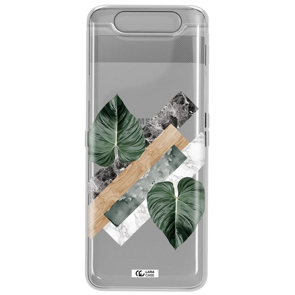 Tropical Leaves Samsung A80 Clear TPU Case
