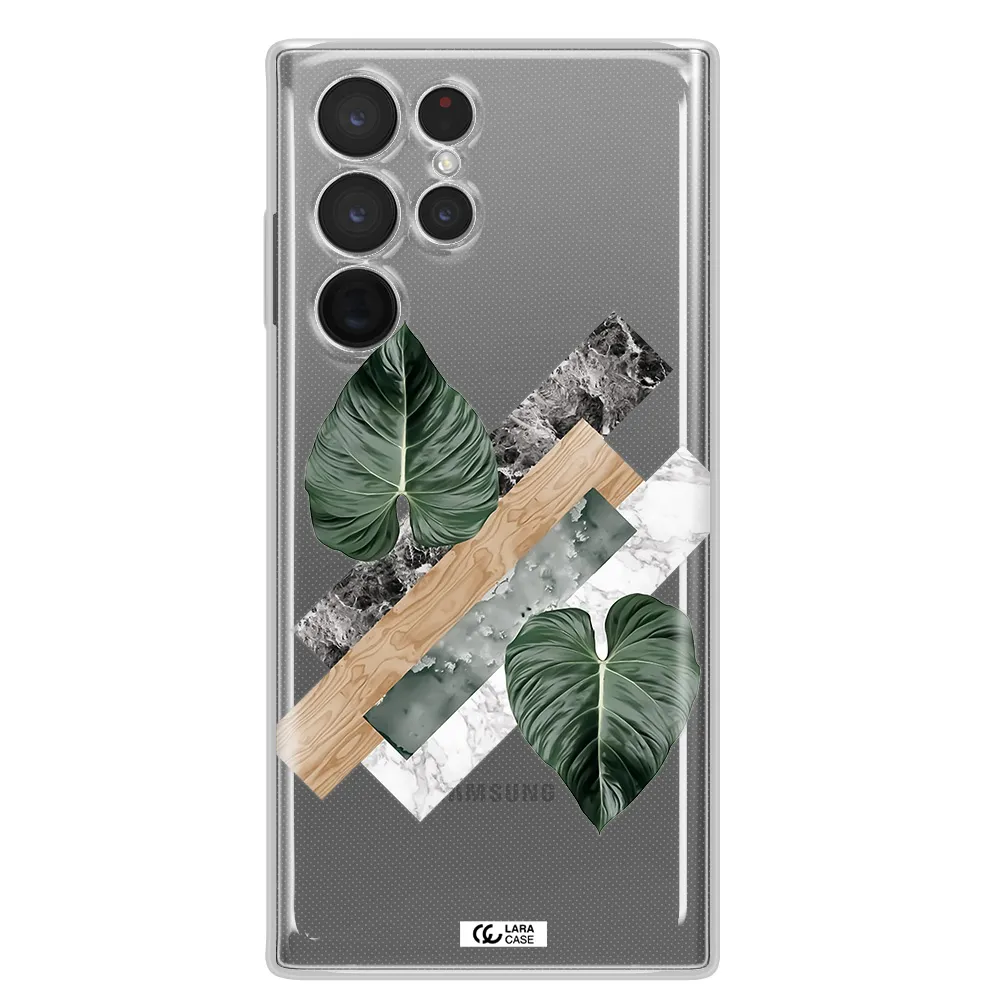 Tropical Leaves Samsung S 22 Ultra Clear TPU Case