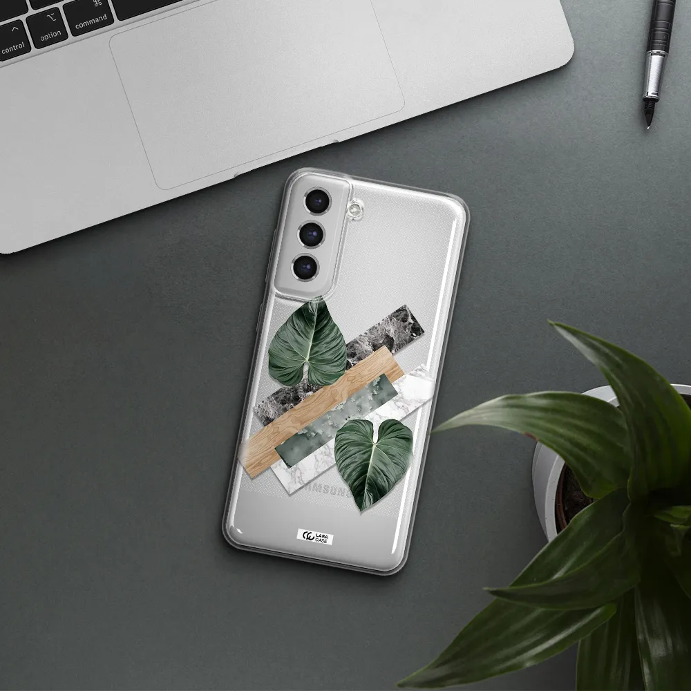 Tropical Leaves Samsung S21 Fe Clear Tpu Case