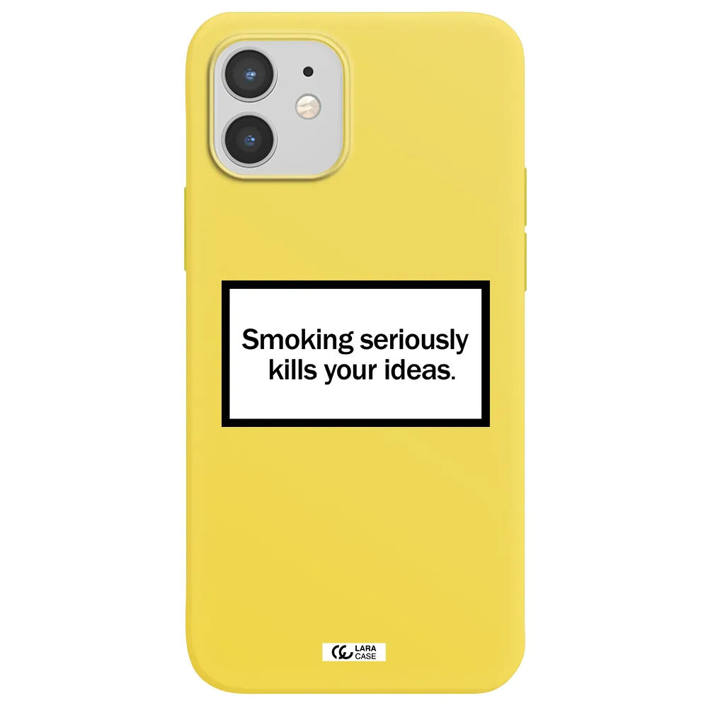 Cigarette Damage Apple iPhone 12 Silicone canary yellow Case