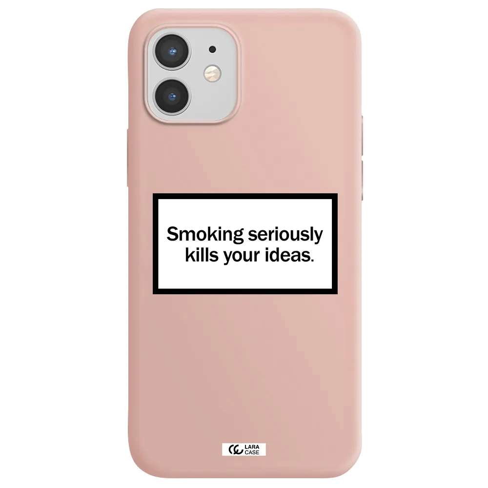 Cigarette Damage Apple iPhone 12 Silicone pastel pink Case