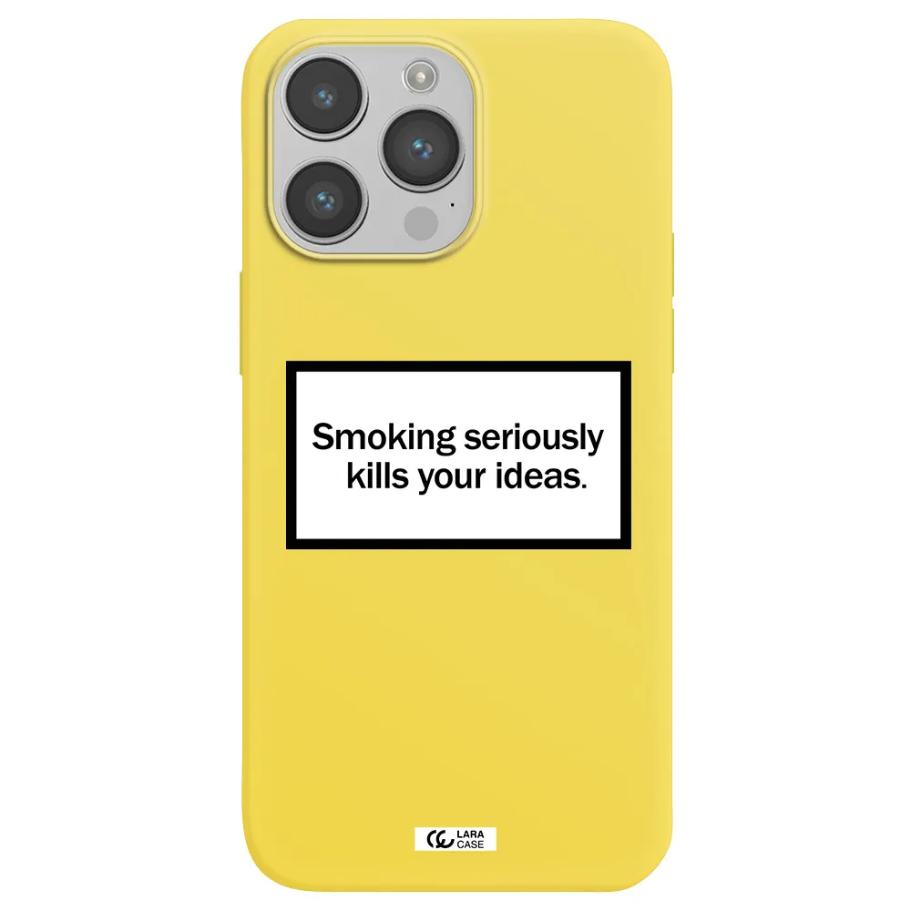 Cigarette Damage Apple iPhone 14 pro max Silicone canary yellow Case