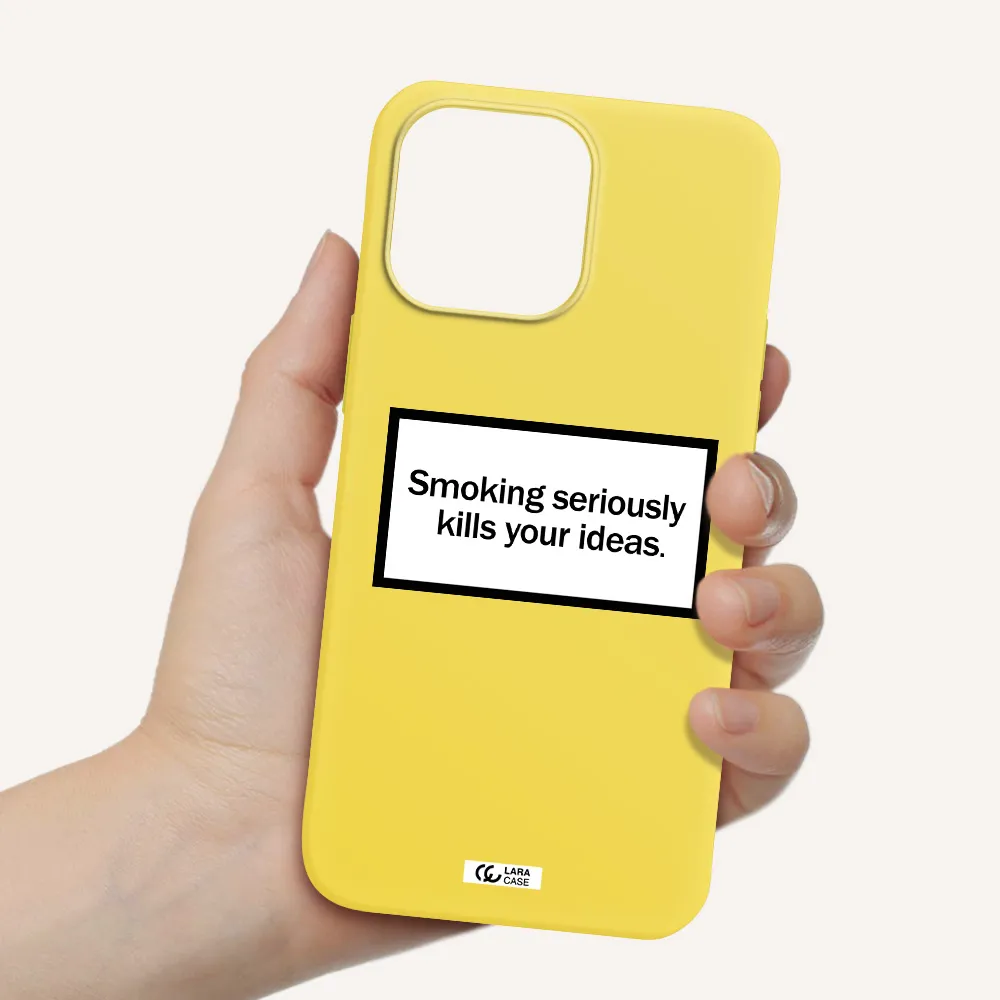 Cigarette Damage Apple iPhone 14 pro Silicone canary yellow Case