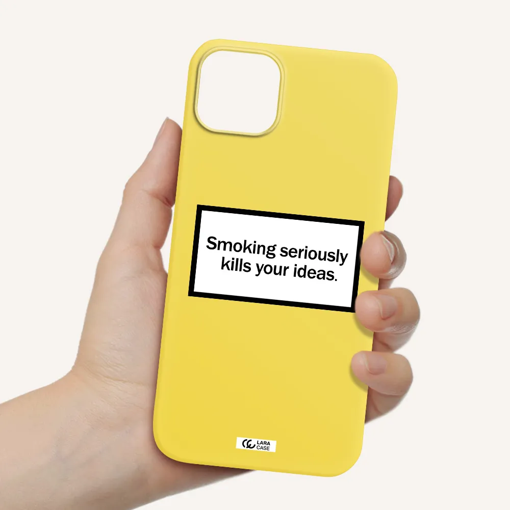 Cigarette Damage Apple iPhone 14 Silicone canary yellow Case