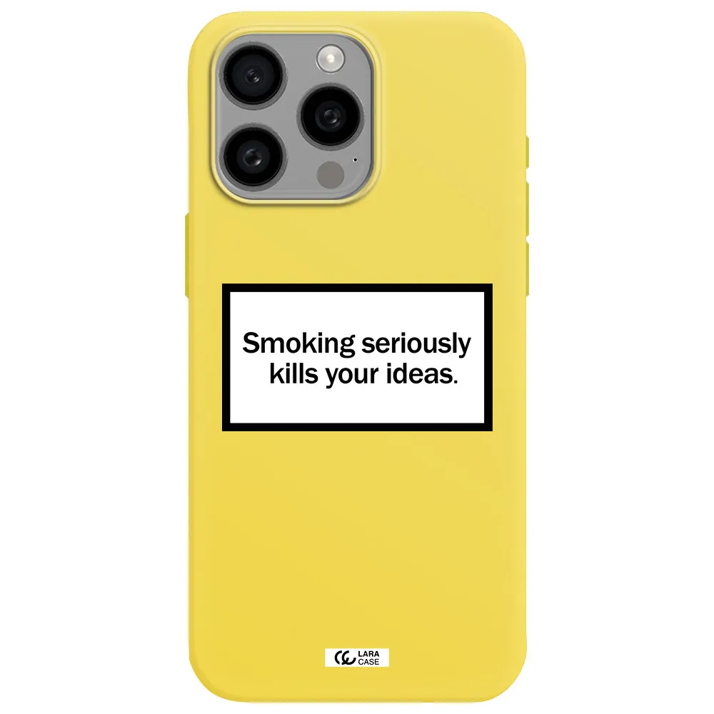 Cigarette Damage Apple Iphone 15 Pro max Silicone canary yellow Case