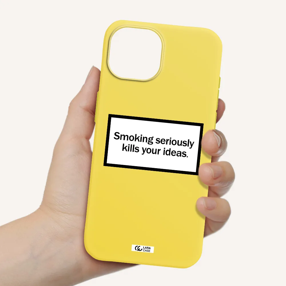 Cigarette Damage Apple iPhone 15 Silicone canary yellow Case