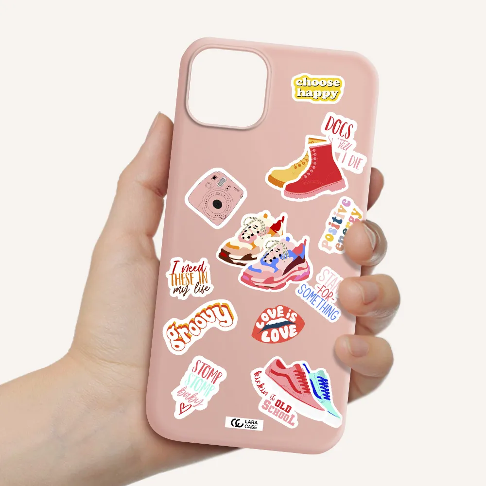 Positive Energy Apple iPhone 14 plus Silicone pastel pink Case