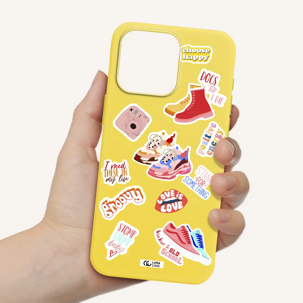 Positive Energy Apple Iphone 15 Pro max Silicone canary yellow Case