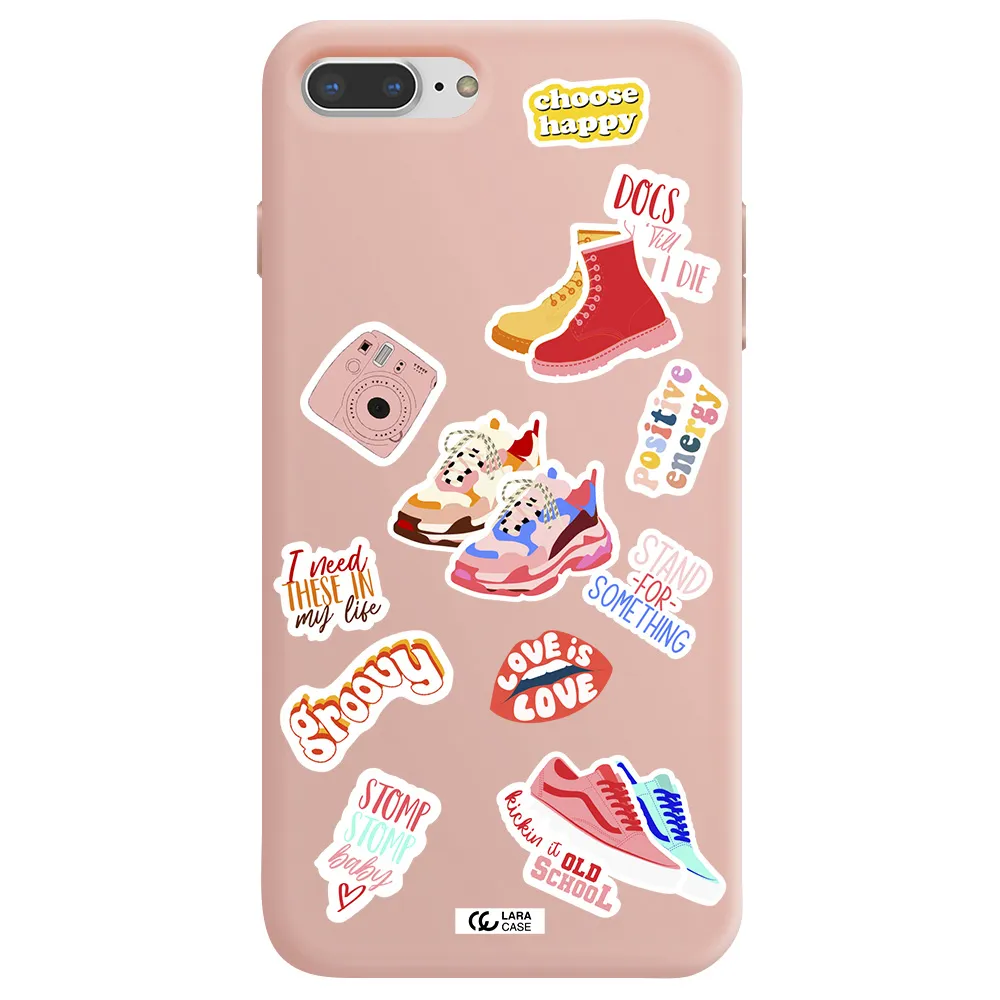 Positive Energy Apple iPhone 7 plus Silicone pastel pink Case