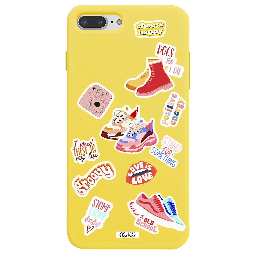 Positive Energy Apple iPhone 8 plus Silicone canary yellow Case