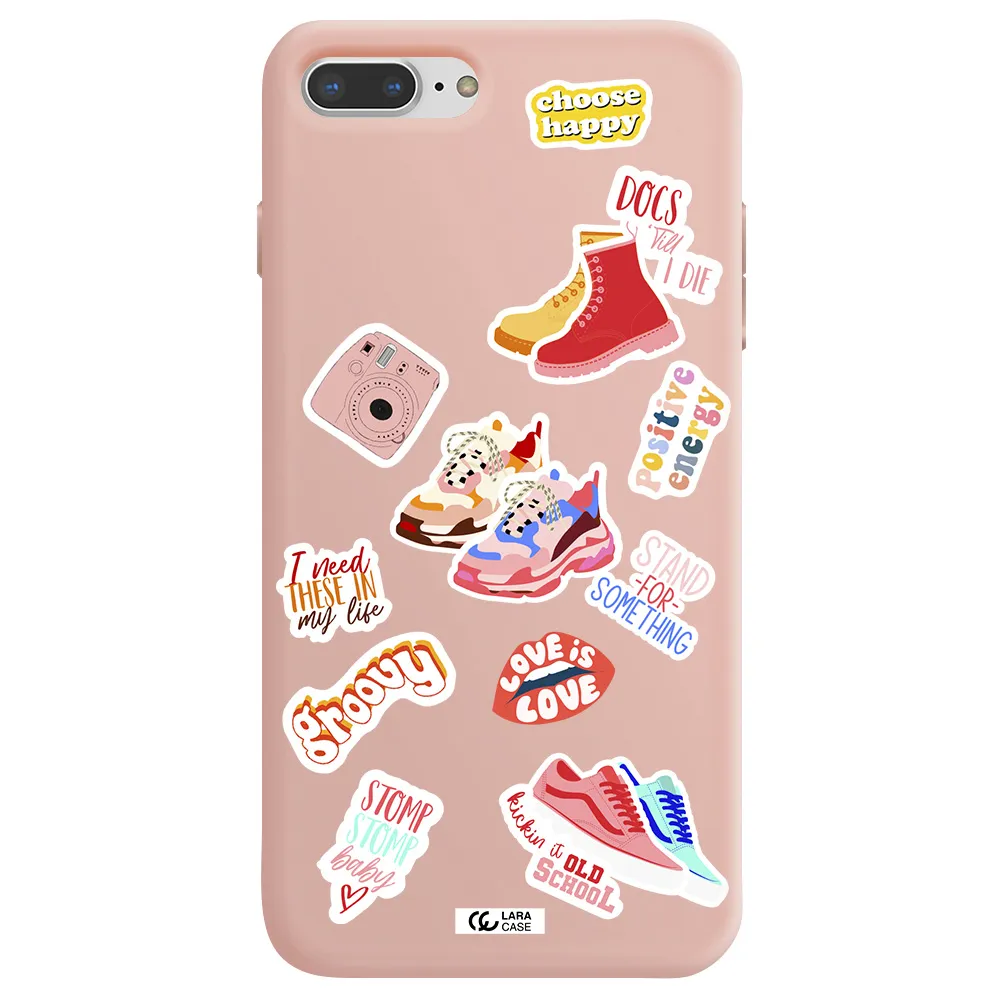 Positive Energy Apple iPhone 8 plus Silicone pastel pink Case