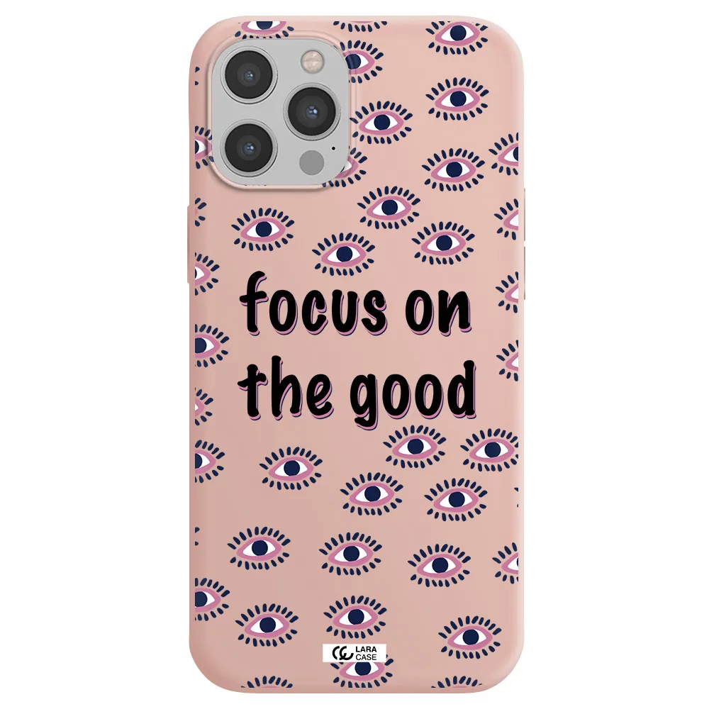 Focus On The Good Apple iPhone 12 pro Silicone pastel pink Case