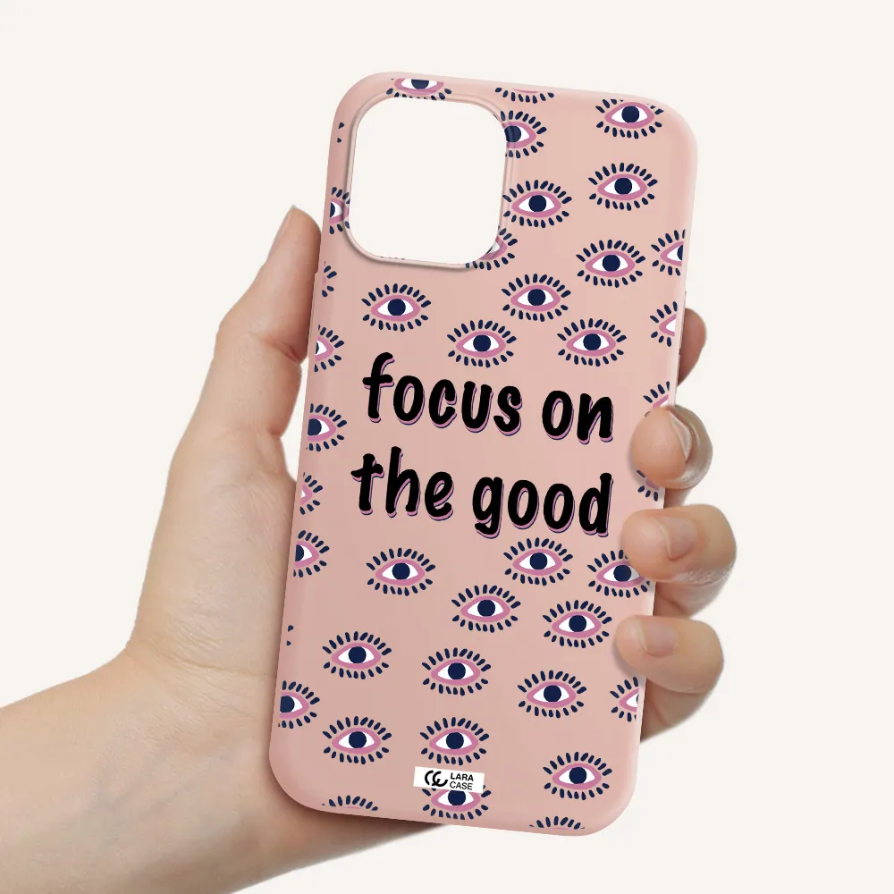 Focus On The Good Apple iPhone 12 pro Silicone pastel pink Case