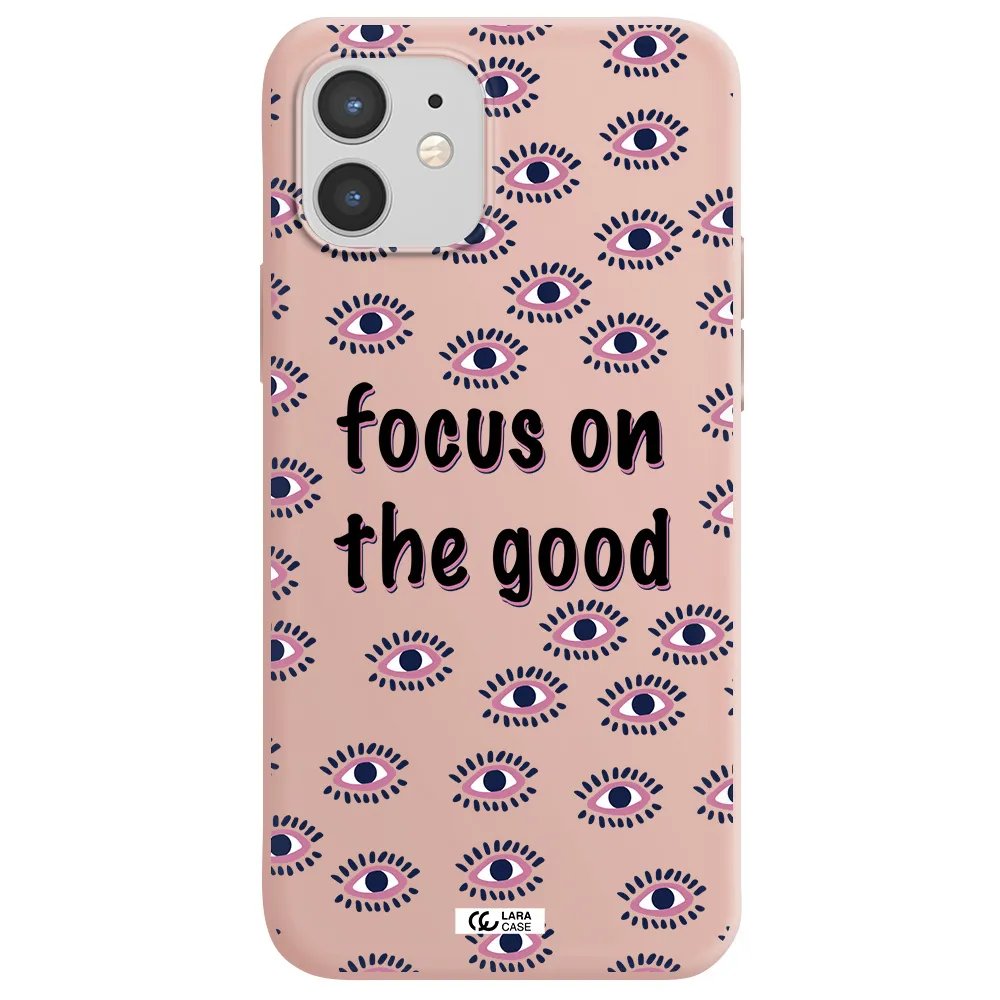 Focus On The Good Apple iPhone 12 Silicone pastel pink Case