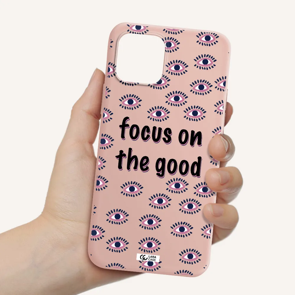 Focus On The Good Apple iPhone 12 Silicone pastel pink Case