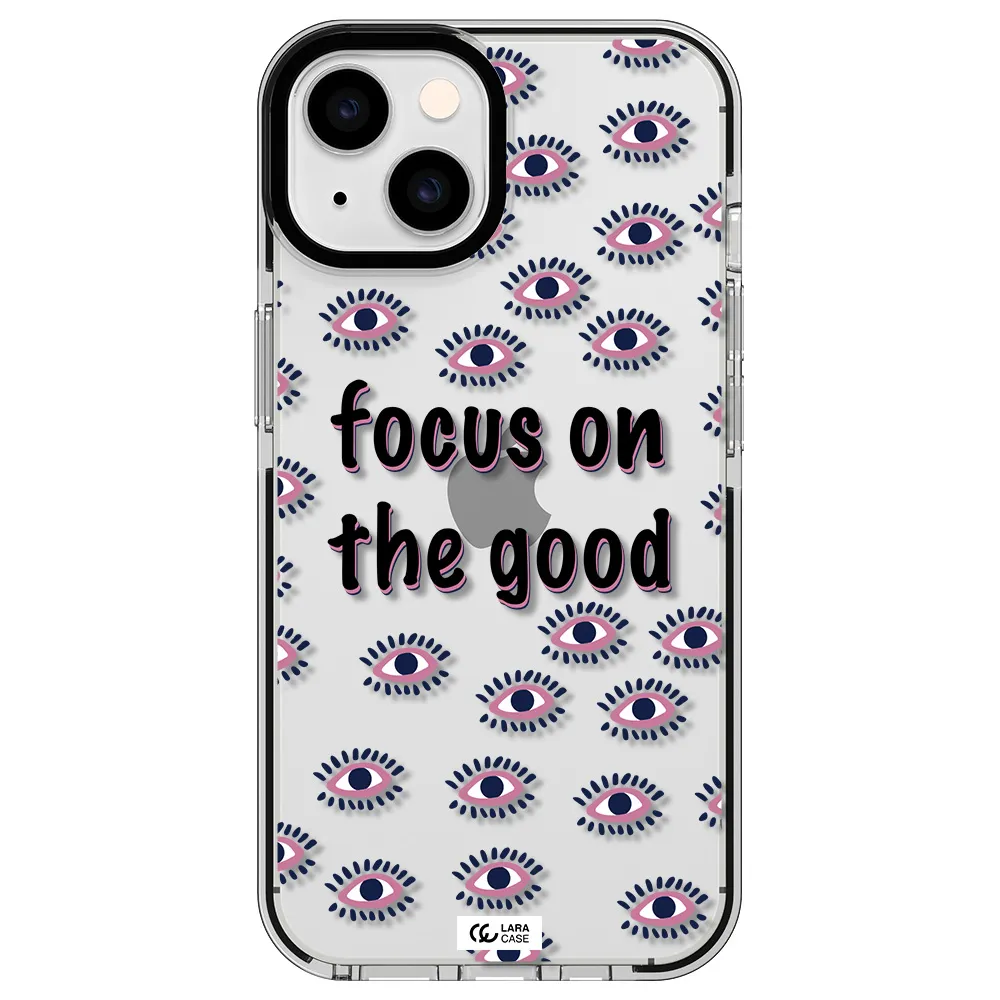 Focus On The Good Apple iPhone 14 impact black border Case