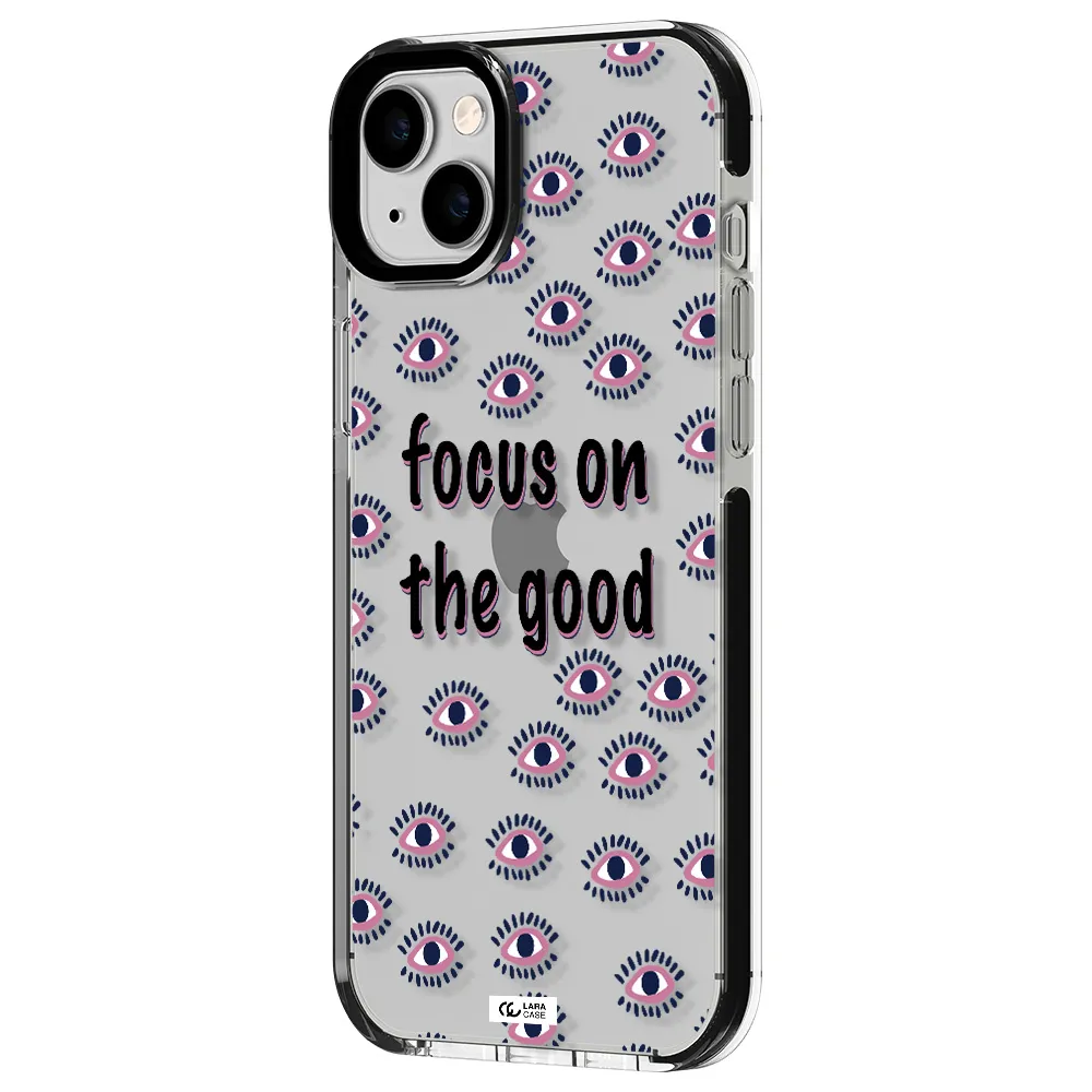 Focus On The Good Apple iPhone 14 plus impact black border Case