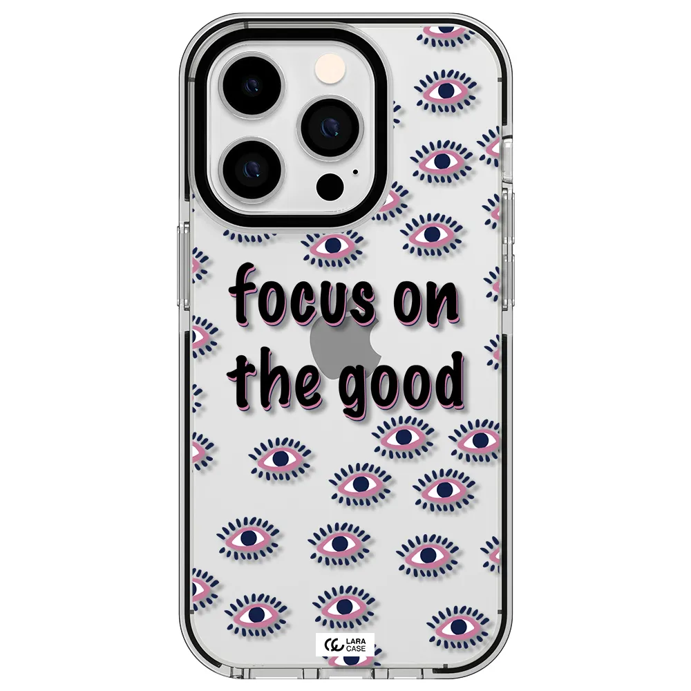 Focus On The Good Apple iPhone 14 pro impact black border Case