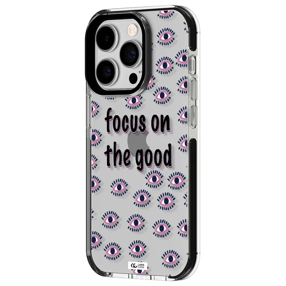 Focus On The Good Apple iPhone 14 pro impact black border Case