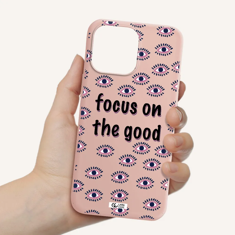 Focus On The Good Apple iPhone 14 pro max Silicone pastel pink Case