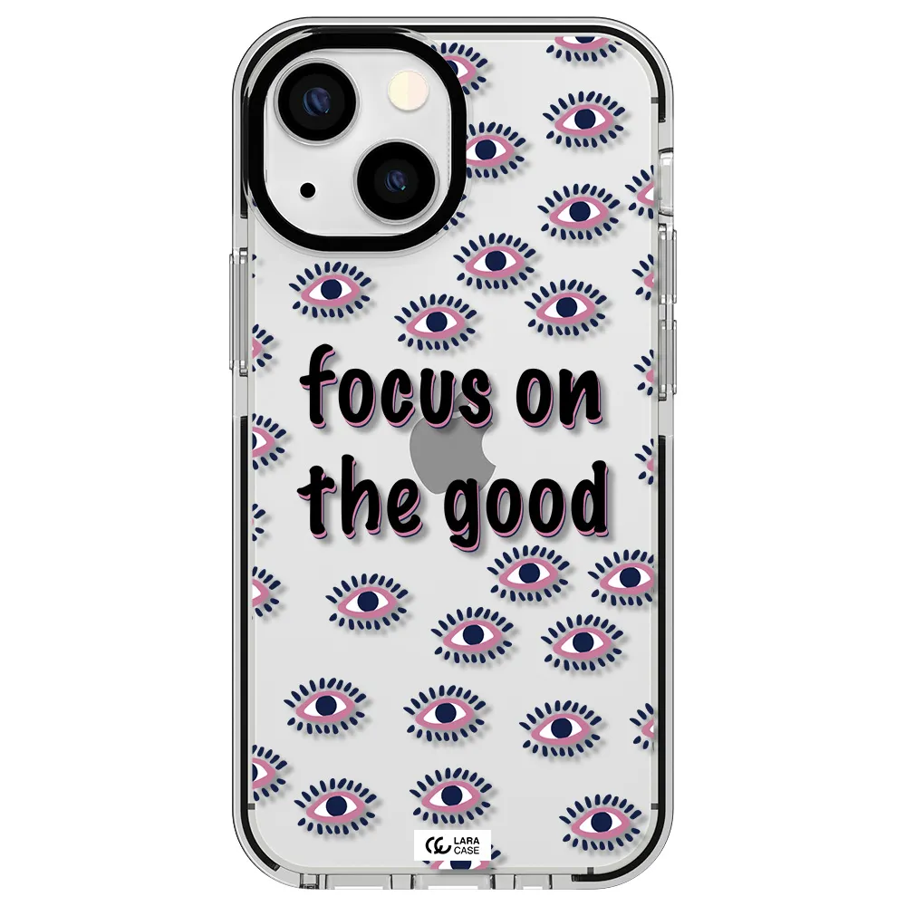 Focus On The Good Apple iPhone 15 impact black border Case