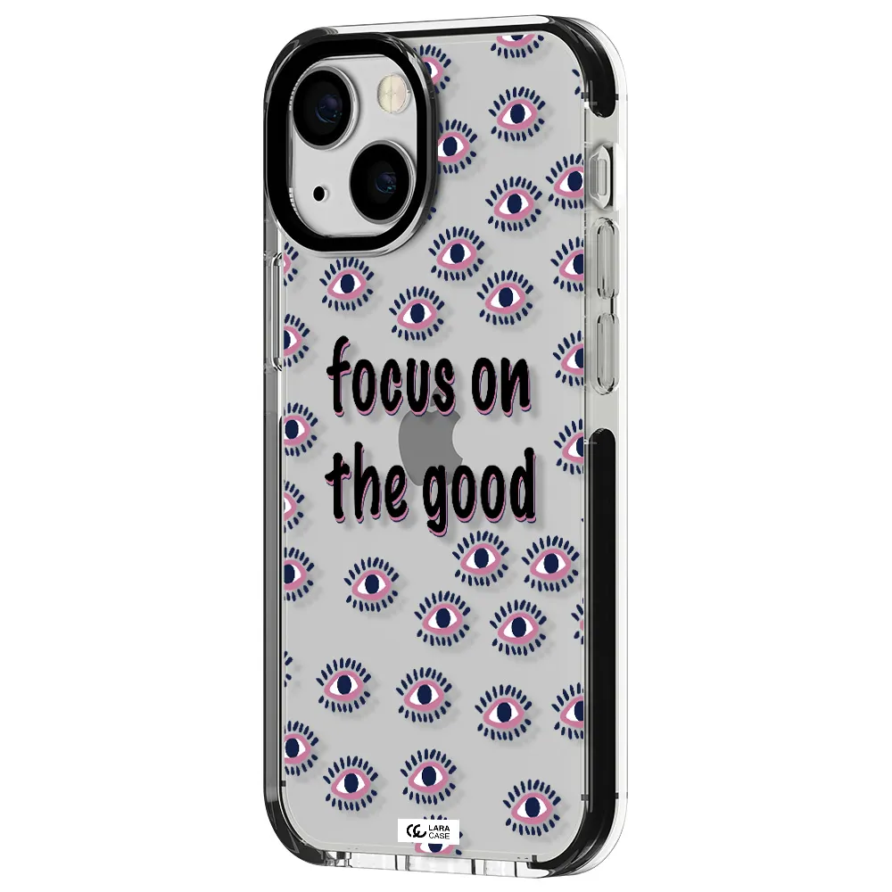 Focus On The Good Apple iPhone 15 impact black border Case