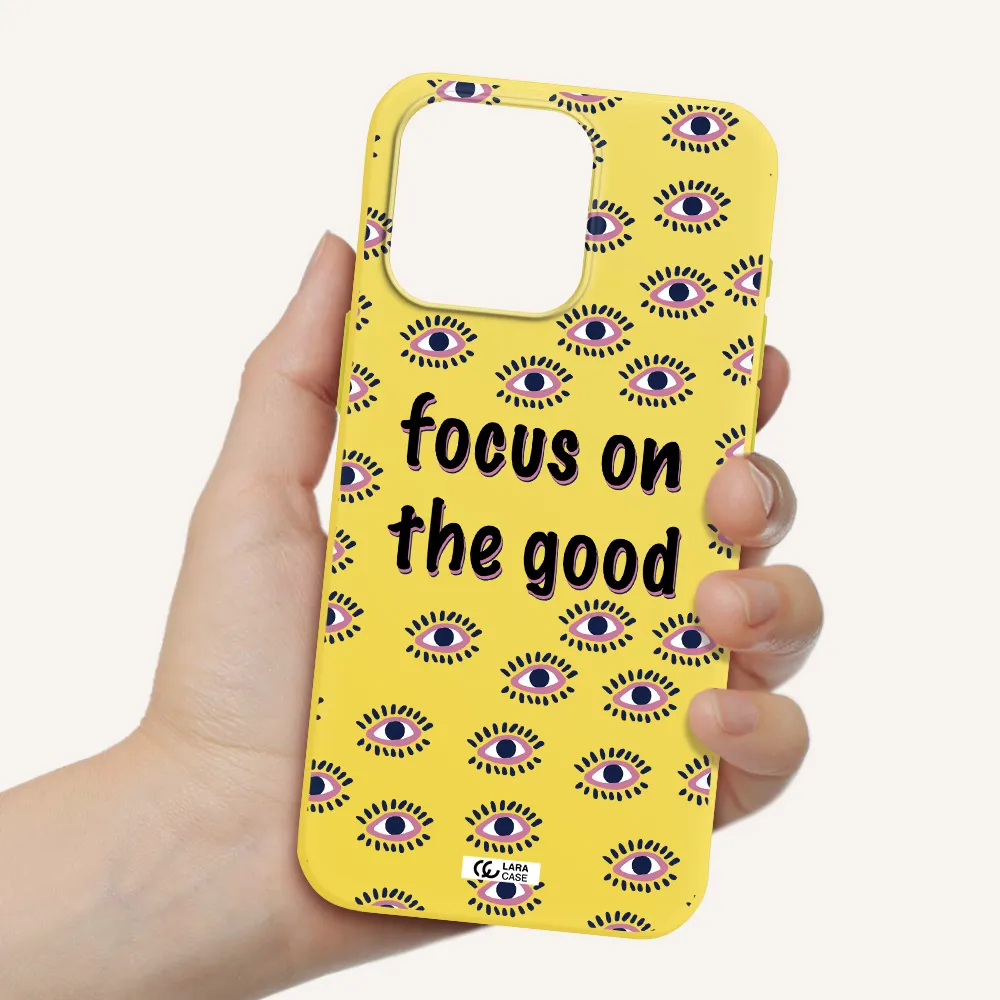 Focus On The Good Apple Iphone 15 Pro max Silicone canary yellow Case