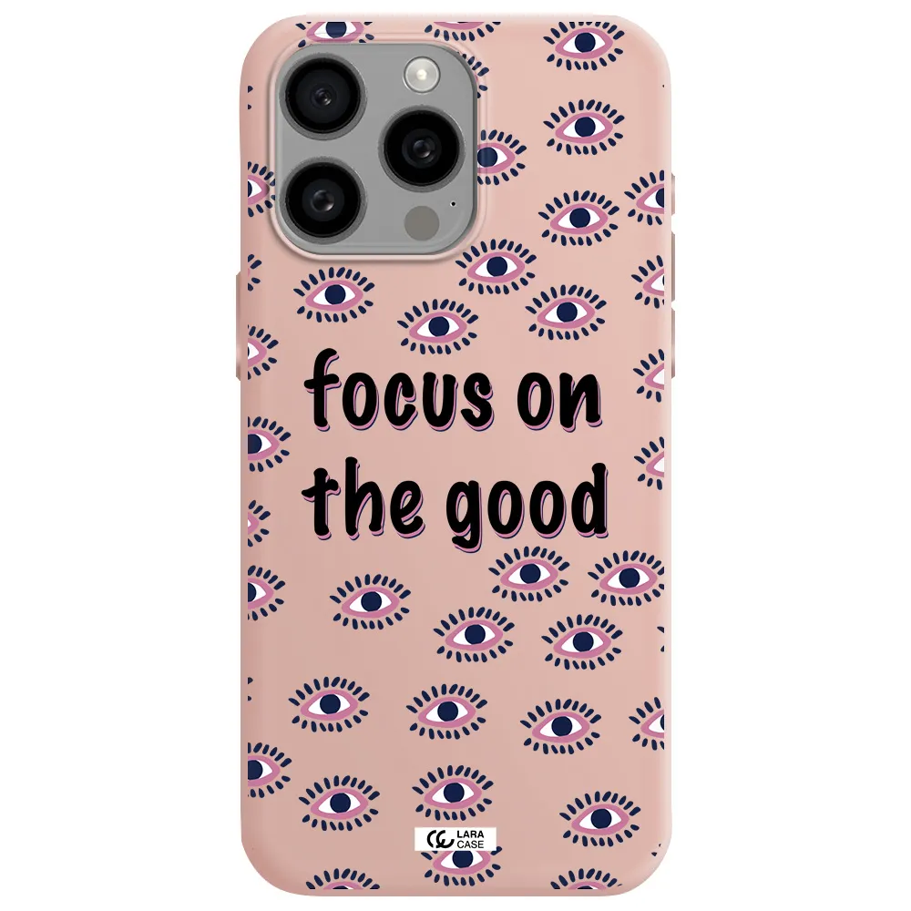 Focus On The Good Apple Iphone 15 Pro max Silicone pastel pink Case