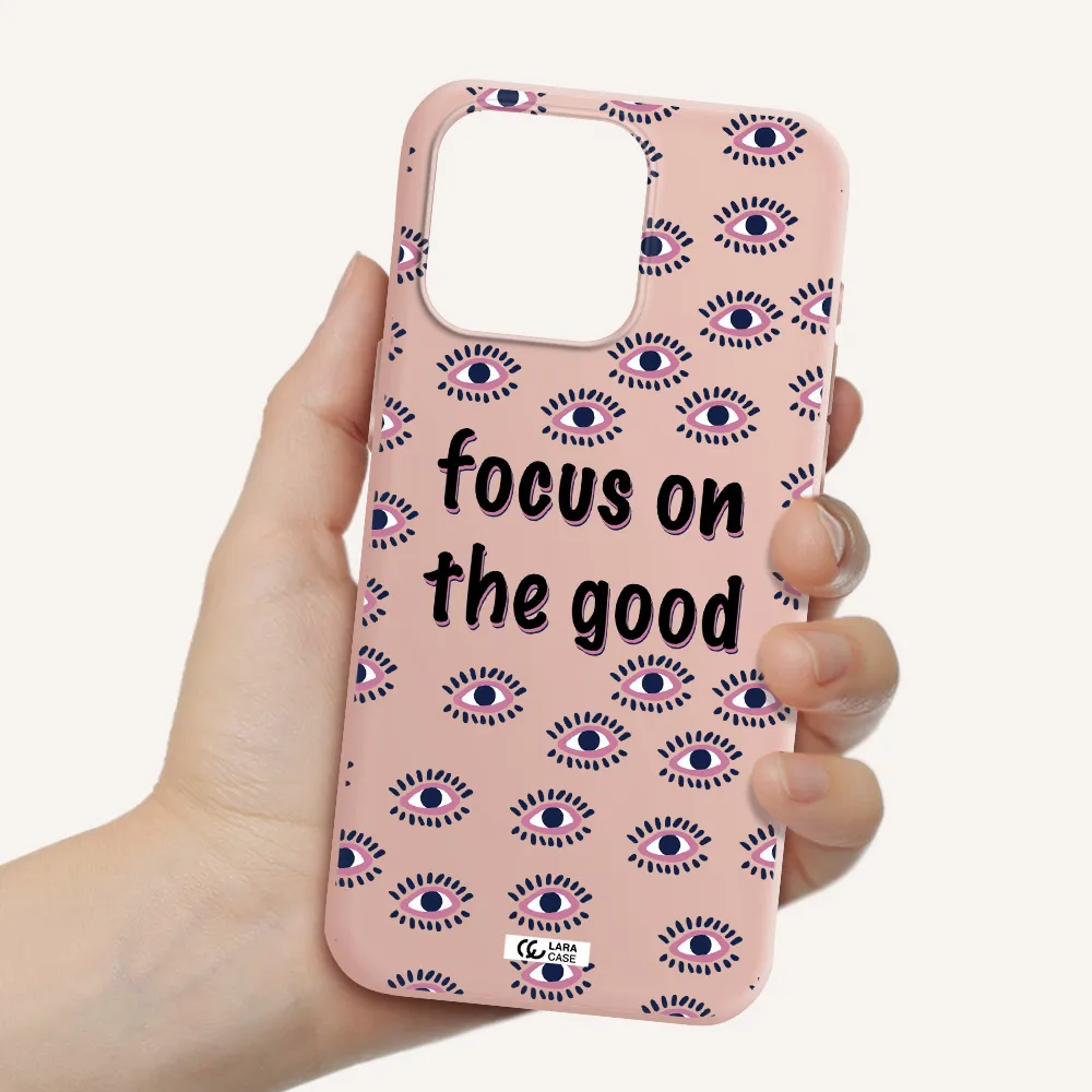 Focus On The Good Apple Iphone 15 Pro max Silicone pastel pink Case